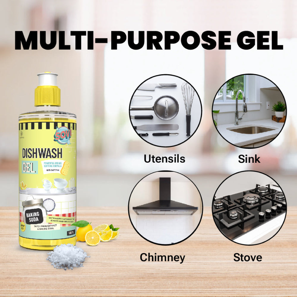 Kitchen Cleaning Combo - SOVI® MULTI PURPOSE VINEGAR CLEANER 500 ml, SOVI® DISHWASH LIQUID GEL 950 ml, Pack of 2 - EarthBased # #