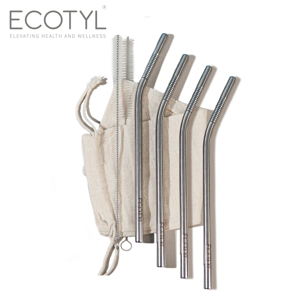 Ecotyl Stainless Steel Straw (Set of 4) + Cleaning Brush - EarthBased 