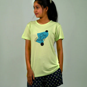 Stay Graceful Lettuce Green T-shirt & Salute Navy Shorts Set | Playout - EarthBased 