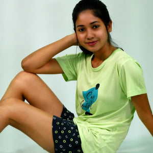 Stay Graceful Lettuce Green T-shirt & Salute Navy Shorts Set | Playout - EarthBased 