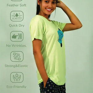 Stay Graceful Lettuce Green T-shirt & Salute Navy Shorts Set | Playout - EarthBased 