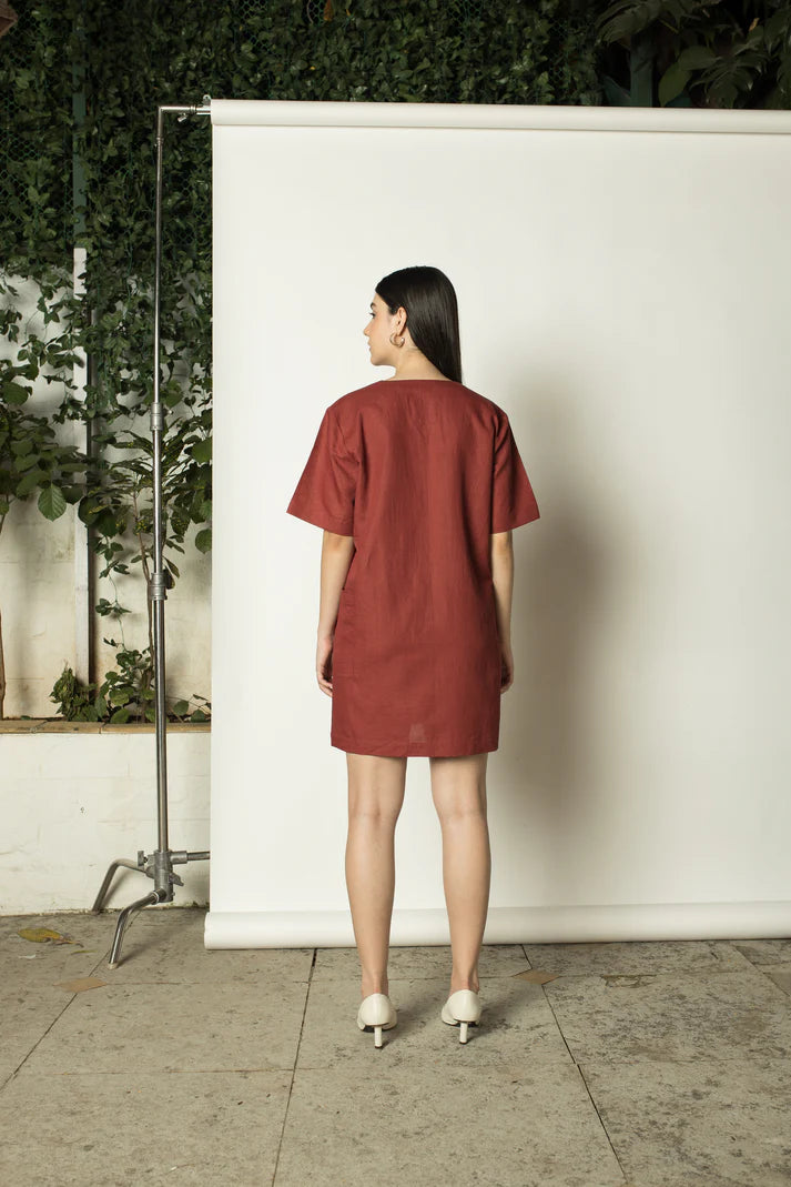 Plunge-Neck Shift Dress - EarthBased 