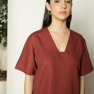 Plunge-Neck Shift Dress - EarthBased 