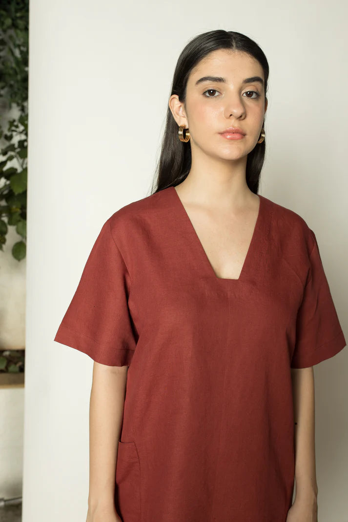 Plunge-Neck Shift Dress - EarthBased 