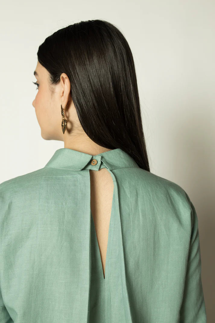 Ruched Sleeves Shirt Dress - EarthBased 