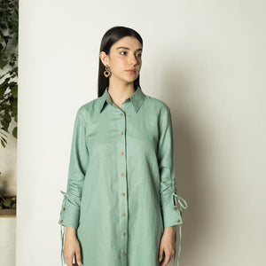 Ruched Sleeves Shirt Dress - EarthBased 