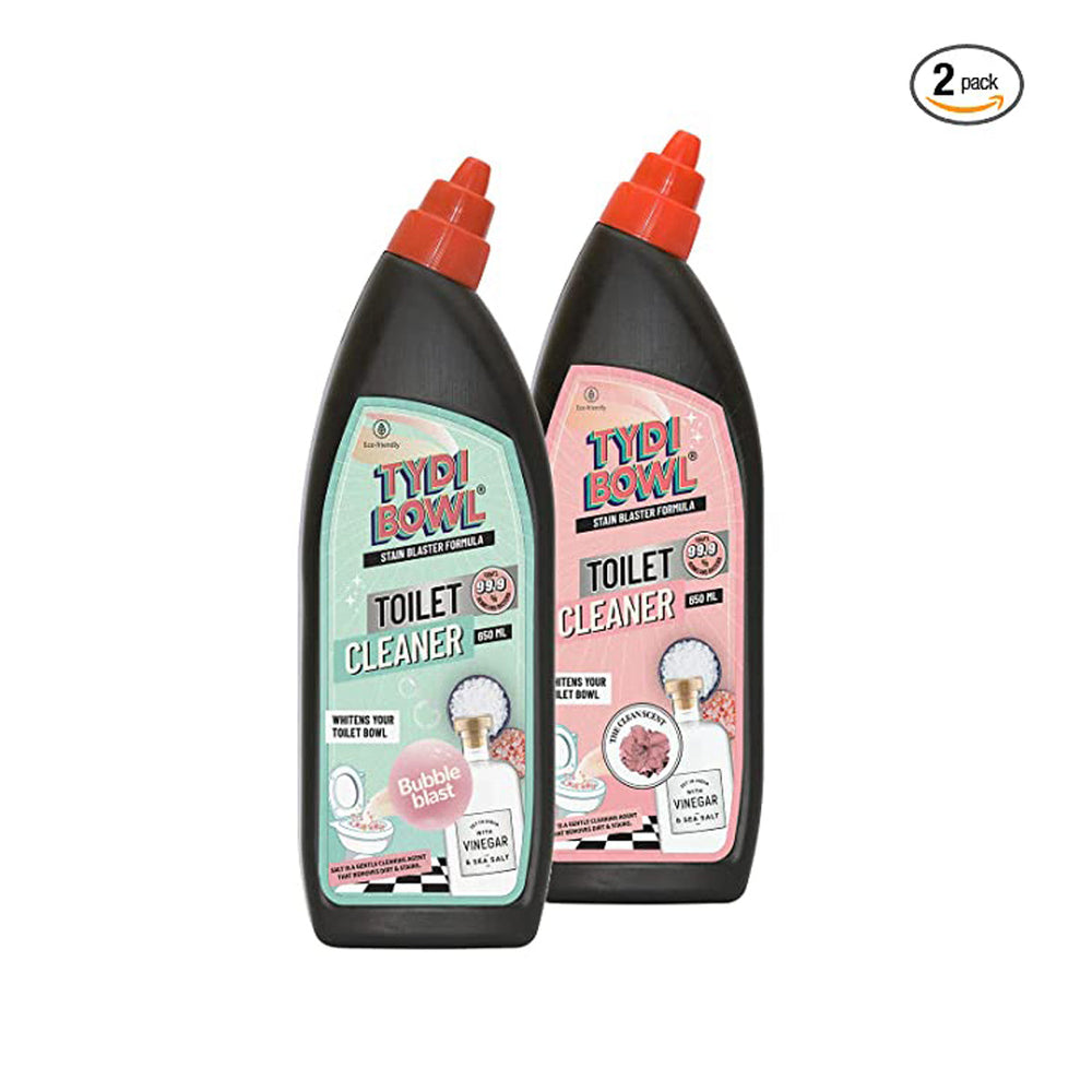 TYDIBOWL® TOILET CLEANER, VINEGAR POWERED, HARD WATER STAIN BLASTER, COMBO OF TWO FRAGRANCES: BUBBLE BLAST + CLEAN SCENT - EarthBased # #