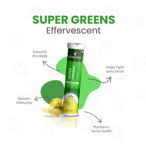 Zaocare Supergreen Effervescent Tablets For Tummy Fat Burn & Gut Detox | 100% Vegan - EarthBased 