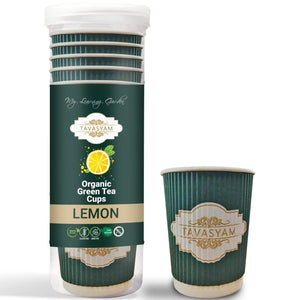 TAVASYAM Ready to Sip Lemon Flavour Green Tea Cup | Green Tea for Weight Loss | Vegan, Gluten Free & Sugar Free | Lemon Flavour | Whole Leaf Teas | Pre-Filled Tea Cups 200ml | Tea Cups Set of 12 - EarthBased 