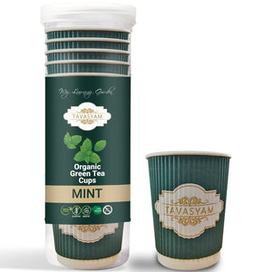 TAVASYAM Ready to Sip Mint Flavour Green Tea Cup | Green Tea for Weight Loss | Vegan, Gluten Free & Sugar Free | | Mint Flavour | Whole Leaf Teas | Pre-Filled Tea Cups 200ml | Tea Cups Set of 12 - EarthBased 