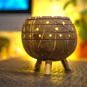 Planter / Tea Light Candle Holder - Coconut Shell | ONEarth - EarthBased 