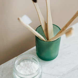 Green Foot Print Natural Bamboo Toothbrush - Natural & Charcoal Bristles (Adult- Pack of 2) - EarthBased 