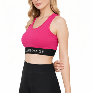 Bamboology Bamboo Fabric Sports Bra for Women | Ultra-Soft, Breathable, Sweat-Wicking Activewear | Fuchsia - EarthBased 