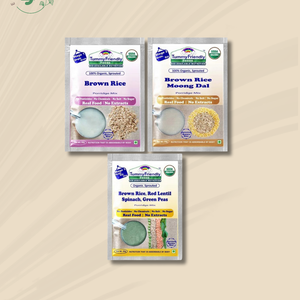 TummyFriendly Foods Certified Brown Rice Porridge Mixes - Stage1, Stage2, Stage3 | Rich in Gamma-Aminobutyric Acid (GABA), Protein |3 Packs, 50g Each Cereal (150 g, Pack of 3) - EarthBased 