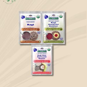 TummyFriendly Foods Certified Ragi Porridge Mixes - Stage1, Stage2, Stage3 | Rich in Calcium, Iron, Fibre & Micro-Nutrients |3 Packs, 50g Each Cereal (150 g, Pack of 3) - EarthBased 