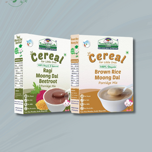 TummyFriendly Foods Certified Stage2 Porridge Mixes | Organic Baby Food for 6 Months Old Baby | Ragi, Brown Rice - 2 Packs, 200g Each Cereal (400 g, Pack of 2) - EarthBased 