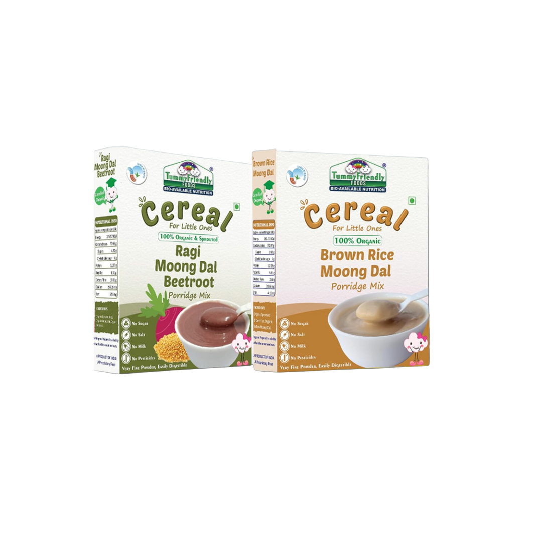 TummyFriendly Foods Certified Stage2 Porridge Mixes | Organic Baby Food for 6 Months Old Baby | Ragi, Brown Rice - 2 Packs, 200g Each Cereal (400 g, Pack of 2) - EarthBased 