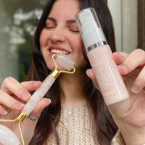 UNDER EYE GEL- 35ml : for dark circles & puffiness, enriched with rose oil, almond oil and vit E - EarthBased 