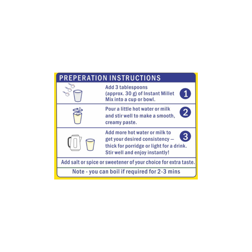 Instant Millet Mix (Zero Sugar Added + Pea Protein) Pack of 2 - EarthBased 