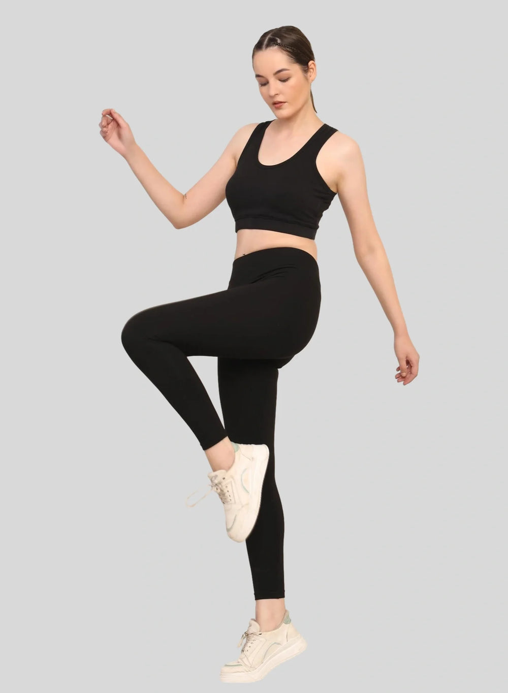 Women Black Padded Bra & Leggings Set - EarthBased 