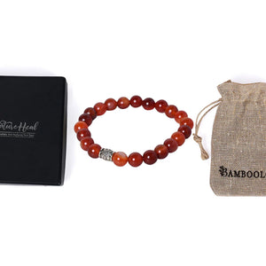 Gemstone bracelet Carnelian stone is life-force, vitality and energy, strengthen Sacral Chakra and help in balancing energy - EarthBased 