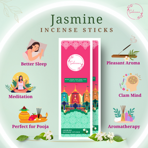 Jasmine Incense Sticks With Free Incense Holder | Made from Cow dung & Temple Flower | Gulessence | Pack of 2 - EarthBased 