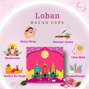 Loban Havan Cups & Brass Dhooni | Made from Cow dung & Temple Flower   |Gulessence - EarthBased 