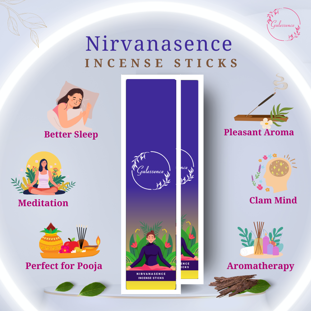 Nirvanasence Incense Sticks With Free Incense Holder| Made from Temple Flower | Gulessence - EarthBased 