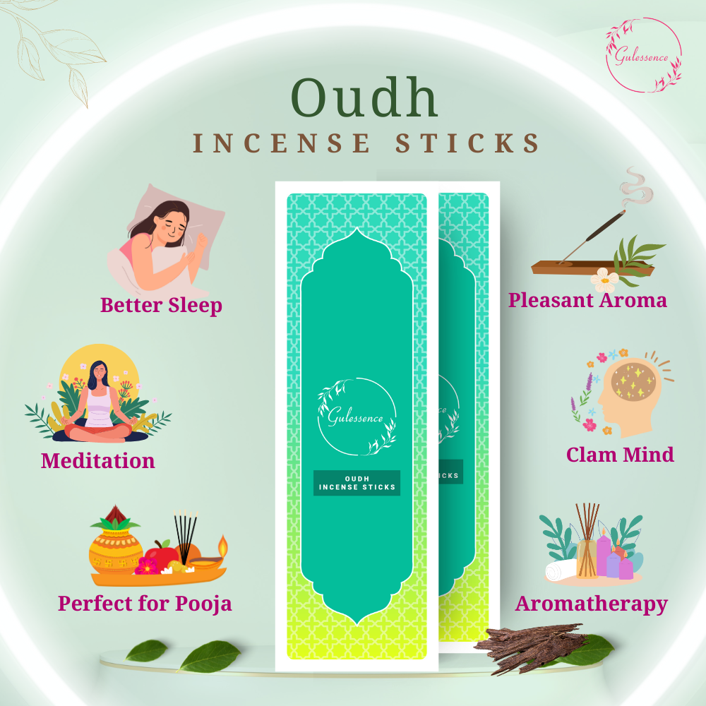 Oudh Incense Sticks With Free Incense Holder | Made from Temple Flower | Gulessence - EarthBased 