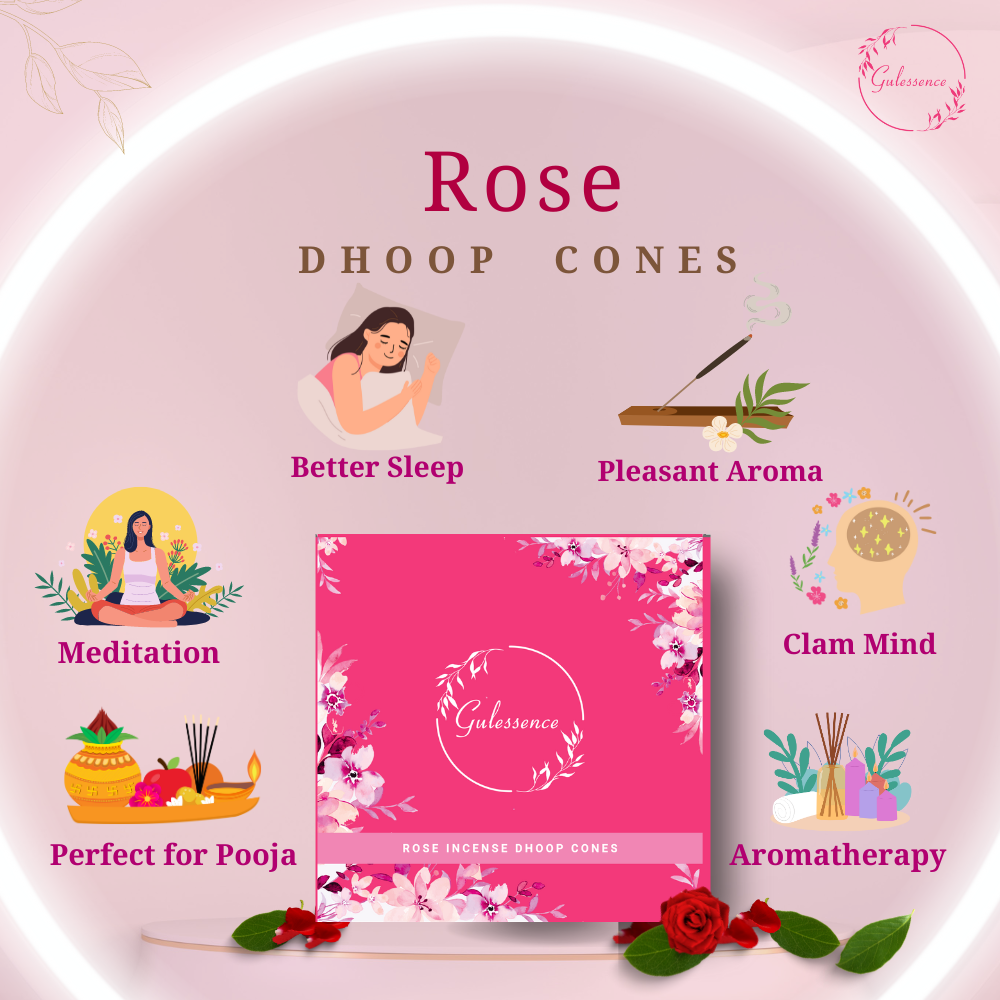 Gulessence Floral  Rose, Lavender , Nirvanasence  Incense Dhoop Cones  - |  (Pack of 3) - EarthBased 