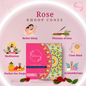 Gulessence Rose,Jasime & Sandalwood Incense Dhoop Cones  - Made from Cowdung & Temple Flowers |  (Pack of 3) - EarthBased 
