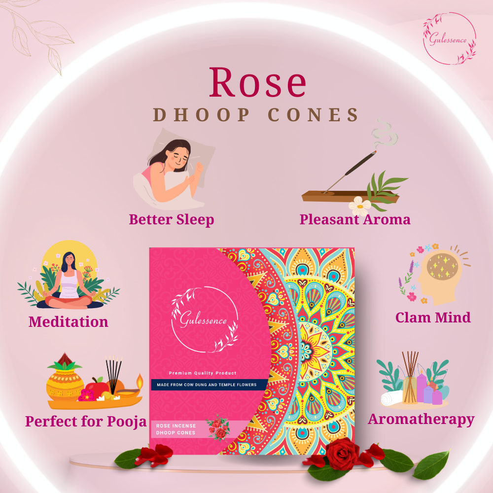 Gulessence Rose,Nirvanasence & Sandalwood Incense Dhoop Cones  - |  (Pack of 3) - EarthBased 