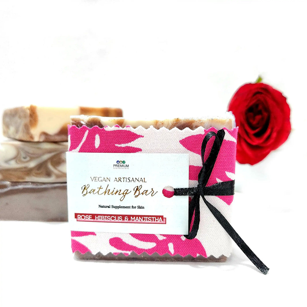 Vegan & Artisanal Bathing Bar - Rose, Hibiscus & Manjistha - EarthBased 