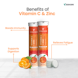 Zaocare Vitamin C & Zinc Effervescent Tablets For Glowing Skin | Immunity Booster | For Men & Women - EarthBased 