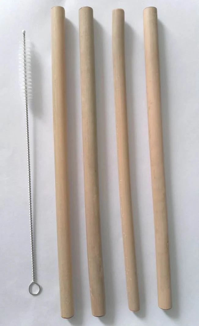Reusable Bamboo straws Pack of 4 With Straw Cleaner - EarthBased 