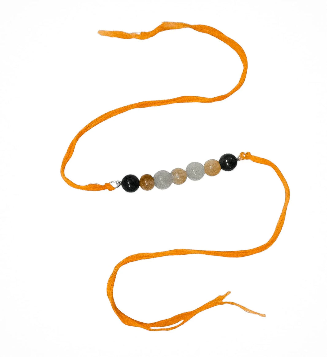 Handmade Sustainable Healing Beads Rakhi | Sunstone, Citrine, Light & Dark Aventurine - EarthBased 