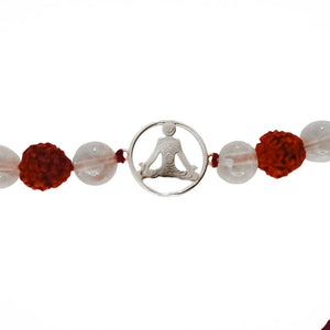 Handmade Sustainable Healing Beads Rakhi | Clear Quartz & Rudraksh | Meditation Charm - EarthBased 