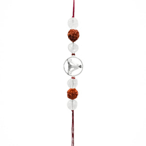 Handmade Sustainable Healing Beads Rakhi | Clear Quartz & Rudraksh | Meditation Charm - EarthBased 