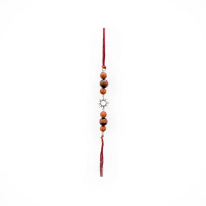Handmade Sustainable Healing Beads Rakhi | Sunstone & Red Tiger Eye | Sun Charm - EarthBased 