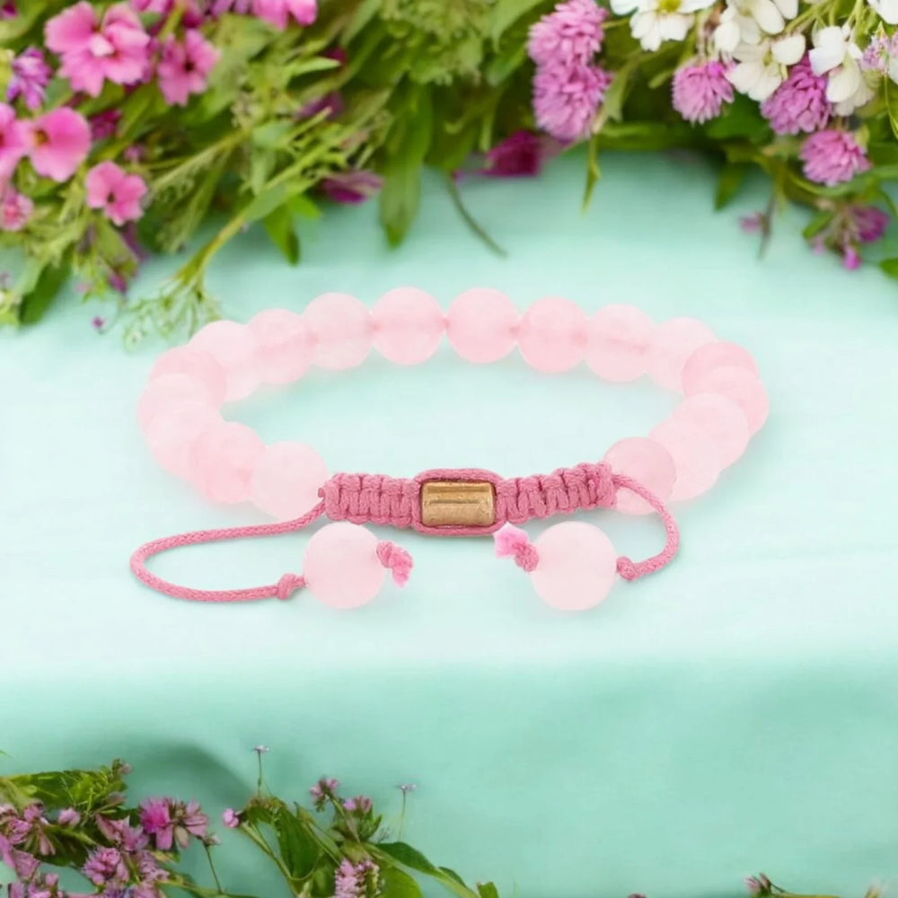 Real Rose Quartz Healing Bracelet For Love, Compassion, Emotions & Relationships - EarthBased 