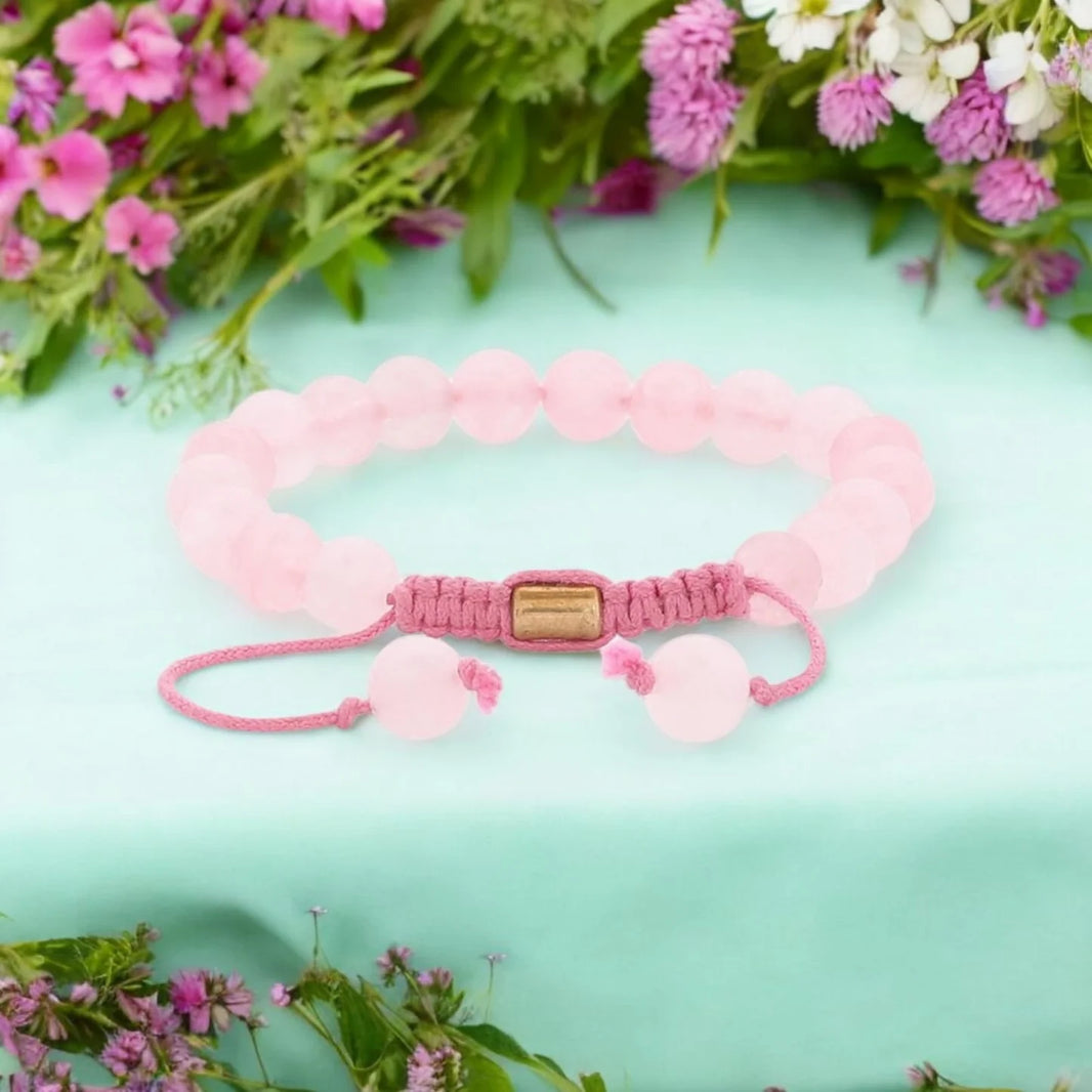 Real Rose Quartz Healing Bracelet For Love, Compassion, Emotions & Relationships - EarthBased 