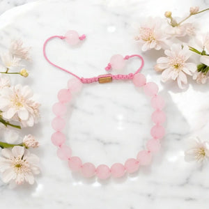 Real Rose Quartz Healing Bracelet For Love, Compassion, Emotions & Relationships - EarthBased 