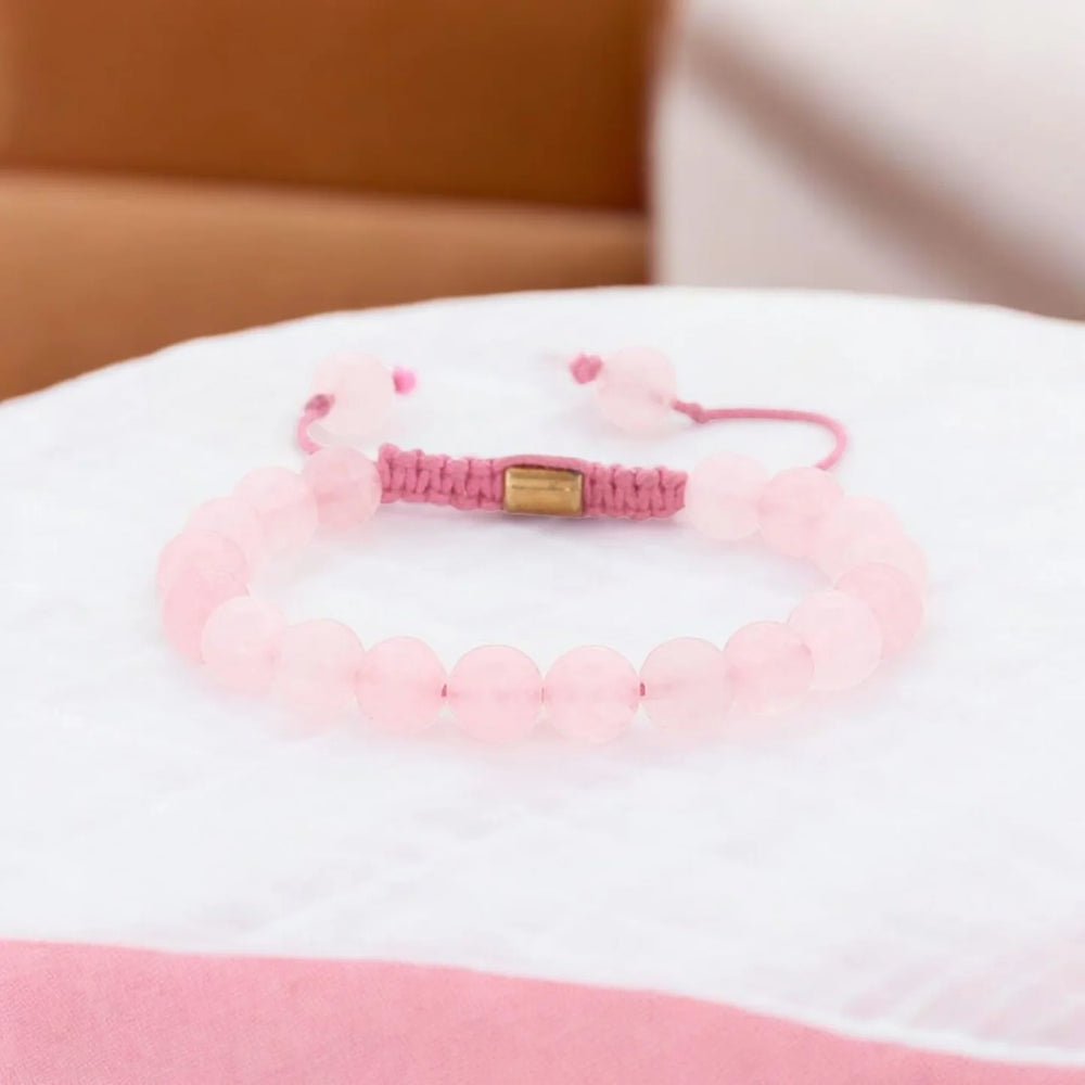 Real Rose Quartz Healing Bracelet For Love, Compassion, Emotions & Relationships - EarthBased 