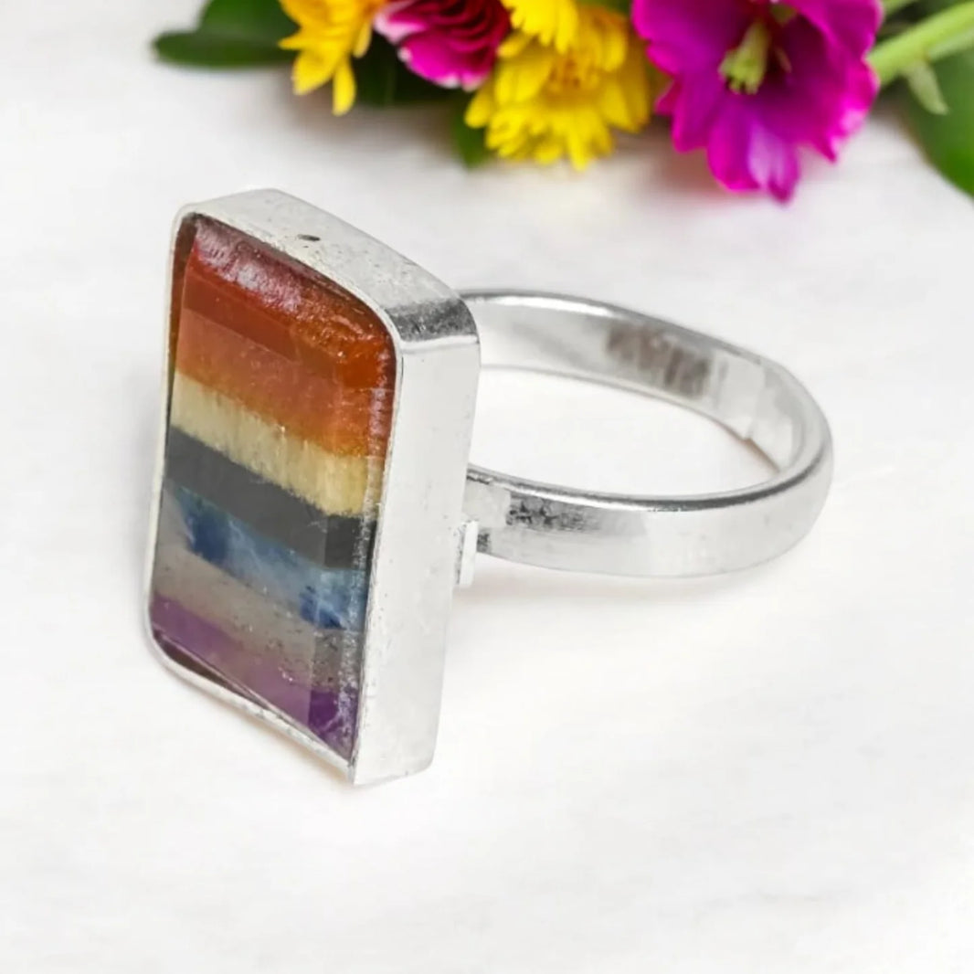 Seven Chakra Adjustable Ring - EarthBased 