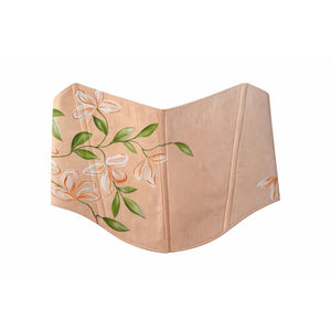 Peach floral corset top from JOD's Phool Collection, made on upcycled fabric