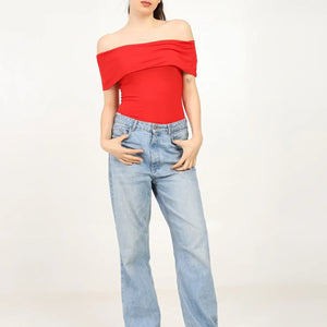 Women's Bamboo Drop Shoulder Top – Ultra Soft, Breathable & Sustainable | Red - EarthBased 