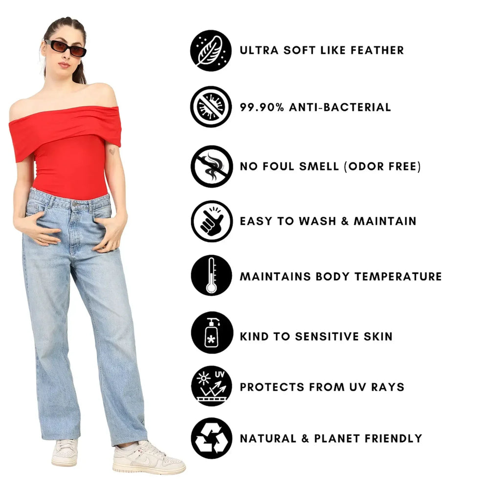 Women's Bamboo Drop Shoulder Top – Ultra Soft, Breathable & Sustainable | Red - EarthBased 