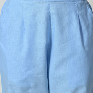 Women’s Linen Cotton Palazzo Pants – Effortless Style & Breathable Comfort | Blue - EarthBased 