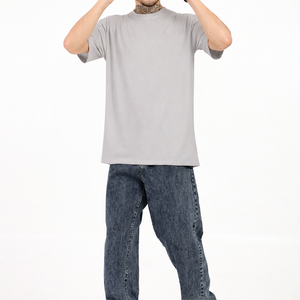 Men Oversized Plain Bamboo T-Shirt – Soft, Breathable & Sustainable | Gray - EarthBased 