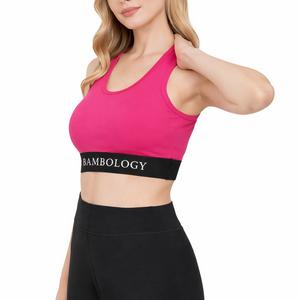 Bamboology Bamboo Fabric Sports Bra for Women | Ultra-Soft, Breathable, Sweat-Wicking Activewear | Fuchsia - EarthBased 